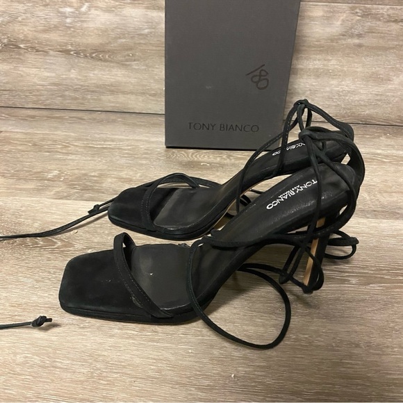 Tony Bianco | Fleur Lace Up Sandals In Black Suede Size 9 NEW - Picture 8 of 12